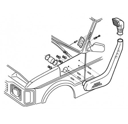 Safari Raised Air Intake Snorkel Kit Discovery 300TDI & V8 Non Abs Left Hand Side Fitment