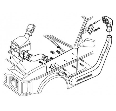 Safari Raised Air Intake Snorkel Kit 300TDI for Discovery V8 with Abs Left Hand Side Fitment