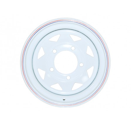 White 8 Spoke Steel Wheel 7X16
