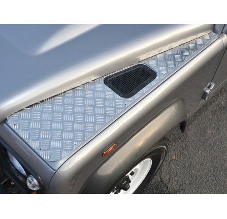 Defender Wing Tops - Natural Aluminium Finish Chequer Plate