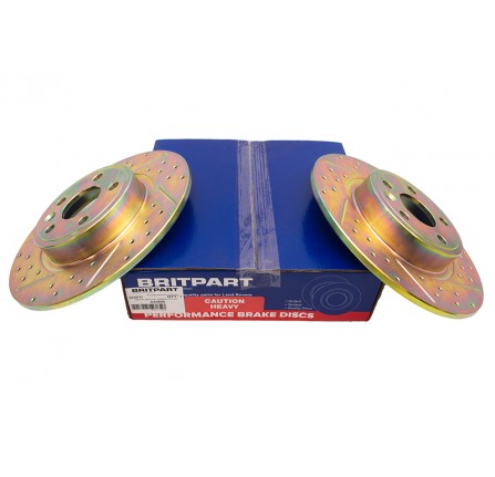 Discosport Rear Brake Discs Pair Slotted and Drilled