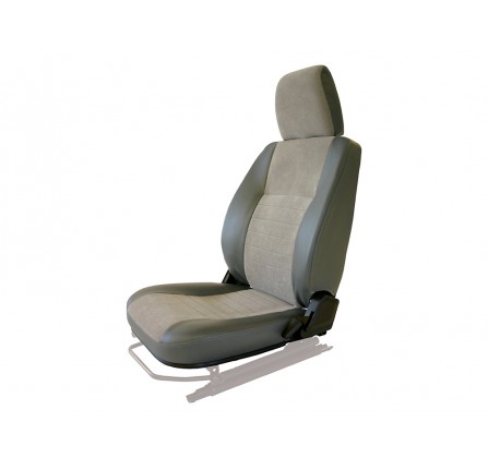 Seat Base Back & Headrest LH Grey with Headrest. Dark Grey Leatherette Outer and Light Grey Velour Trim Inner. Runners Are Not Included