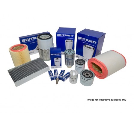 Britpart Service Kit R/R Evoque 2.0 Petrol without Pollution Sensor. Kit Includes: Oil, Air, Cabin Filter 4 x Spark Plugs and Oil Drain Plug.