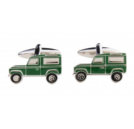 Enamel Cufflinks Green Ninety Station Wagon