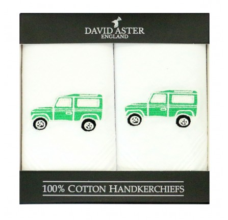 Embroidered Handkerchiefs - Green Ninety Station Wagon
