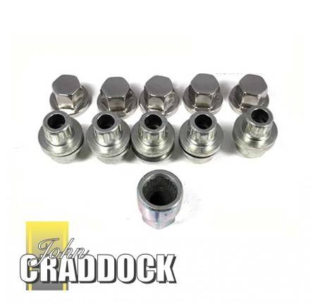 Locking Wheel Nut Set 5 Alloys Except Deepdish Discovery 1 and 90/110/Defender