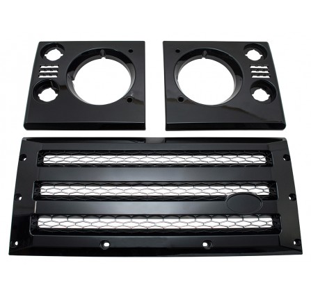 Xs Front Grill and Lamp Cover Set Black with Silver Mesh
