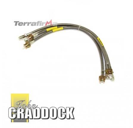 Terrafirma Stainless Steel Braided Brake Hoses Standard Length for Discovery 94MY on with Abs