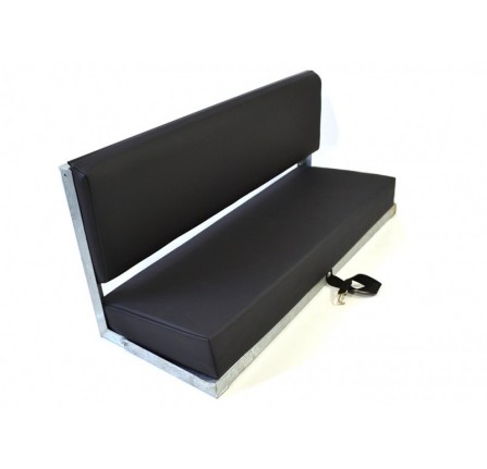 2 Man Bench Seat Black Vinyl with Galvanised Frame (Back Brackets and Fixings)