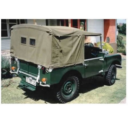 80 Inch Full Hood Sand Canvas with Twin Rigid Perspex Rear Windows for Curved Hood Sticks.