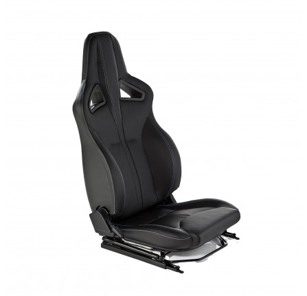Elite Sports Seat (Heated) Pair Black Leather - Twin White S
