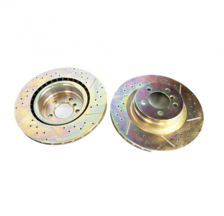 Terrafirma Front Brake Discs X2 Cross Drilled & Grooved Range Rover L322 TDV6 TDV8 & V8P