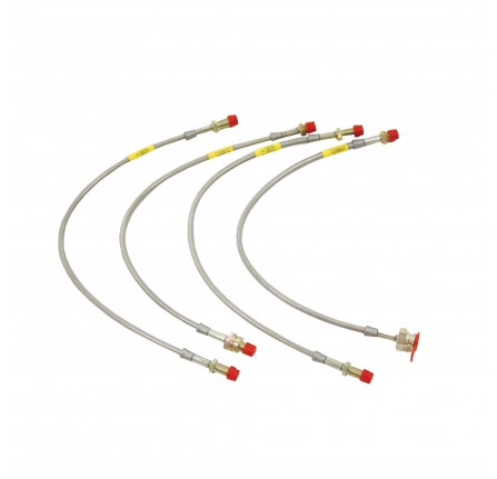 50mm Extd Braded S/Steel Brake Hose Kit Defender 90/110 1999 - 2004 with Abs Contains 4 Hoses