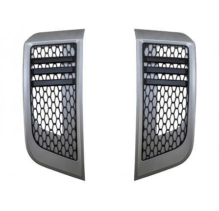 Air Intake Grill Set Silver with Gloss Black Mesh