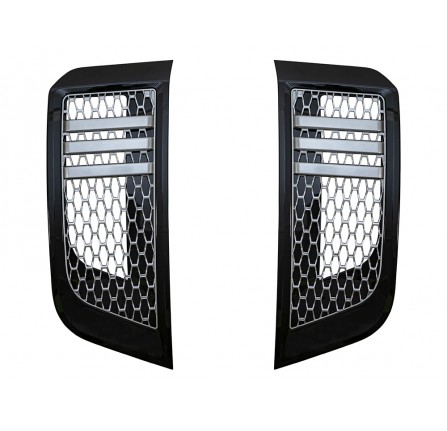 Air Intake Grill Set Gloss Black with Silver Mesh