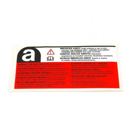 Genuine Label Decal Underbonnet Asbestos Warning