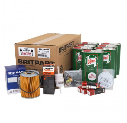 2.25 Petrol Service Kit 1964 Onwards Britpart with Castrol Oil and Ducilier Points