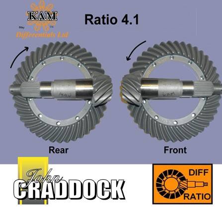 Kam 4.1 Ratio Crown Wheel & Pinion Front (Long Nose Diff) 90/110/130/D1/D2/RRC