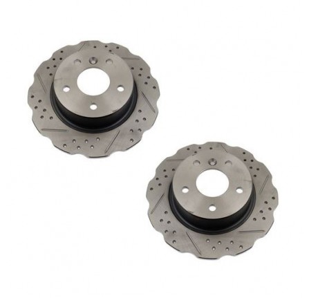 Terrafirma Wavy Drilled & Grooved Brake Discs X2 Rear