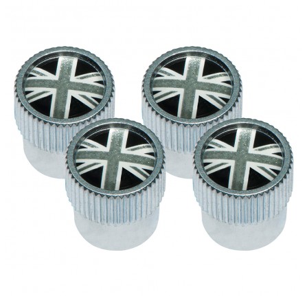 OEM Tyre Valve Caps Union Jack Black and Grey