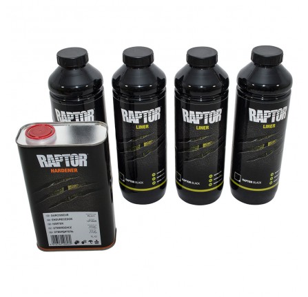 Raptor - 4LTR Kit Black Kit Contains 4LTR Raptor and 250ML Raptor Hardner