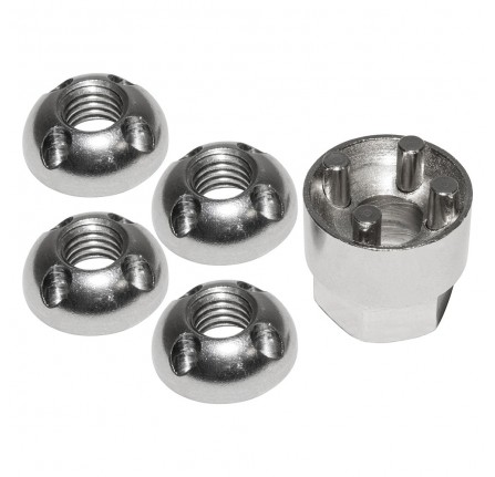 Tamper Proof Nut Set M10 Includes 4 Nuts and 1 Key