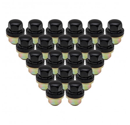 20 x Black Gloss Coated Defender Wheel Nut for Alloys