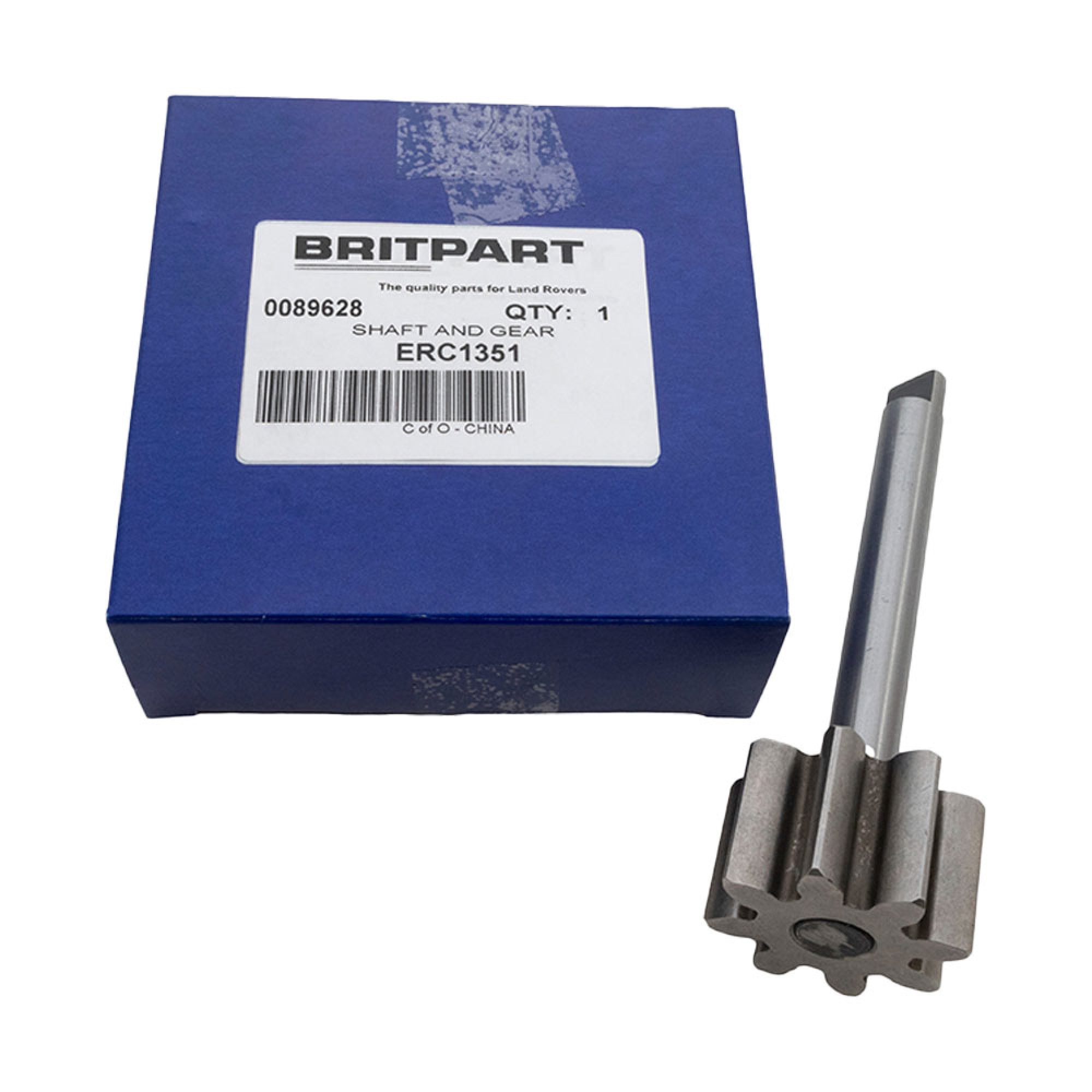 ERC1351 - Shaft and Gear for Oil Pump V8. Suff F on 1976