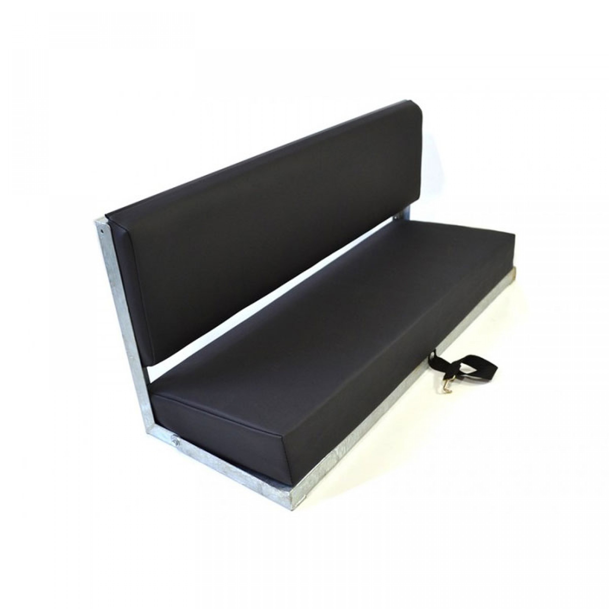2 Man Bench Seat Black Vinyl with Galvanised Frame (Back Brackets and Fixings)