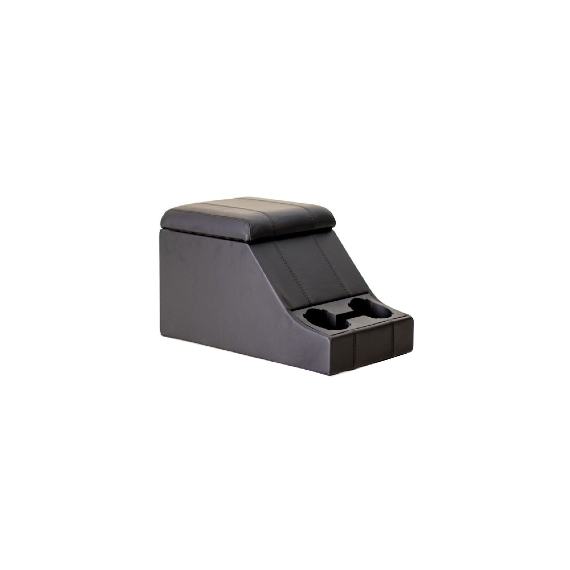 Premium Cubby Box - Full Black Leather - Black Stitching