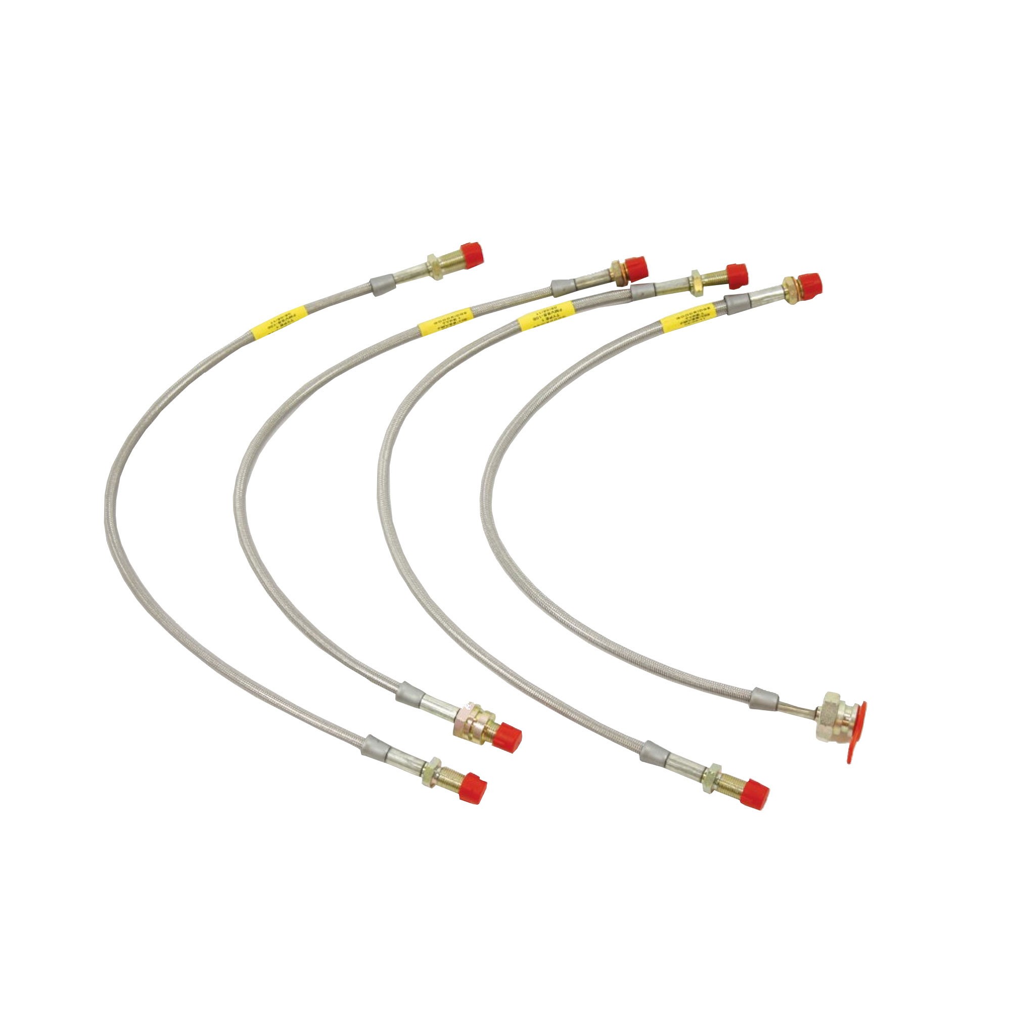 BA164L - 50mm Extd Braded S/Steel Brake Hose Kit Defender 90/110 1999 - 2004 with Abs Contains 4 Hoses