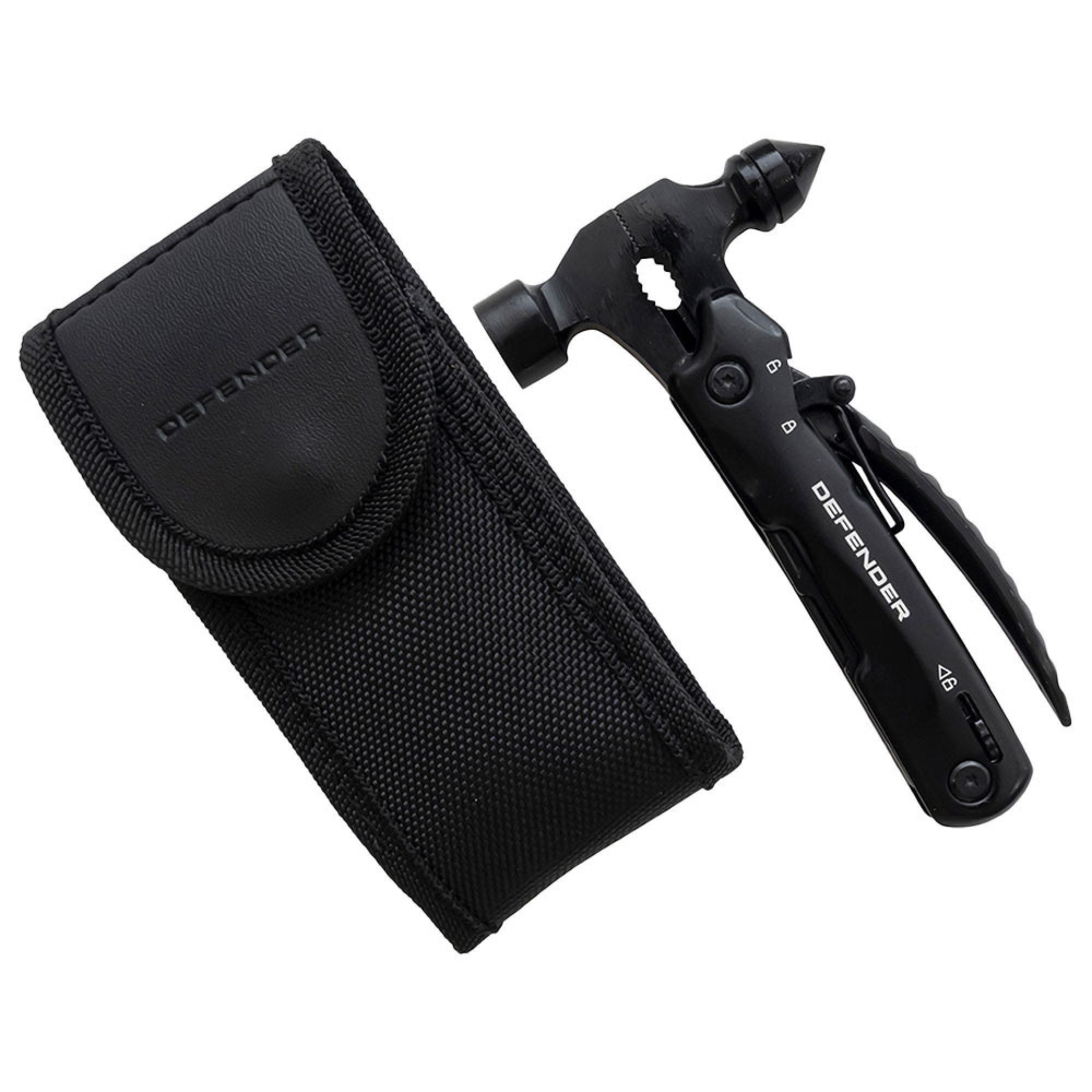 Genuine Defender Multi Tool 11-IN-1 Hammer Advanced Multi-tool Includes 11 Utility Tools, Including, Hammer, Pliers, Glass Breaker, Blade, Saw, Steak Knife and Wire Cutters. Comes with Carry Pouch.