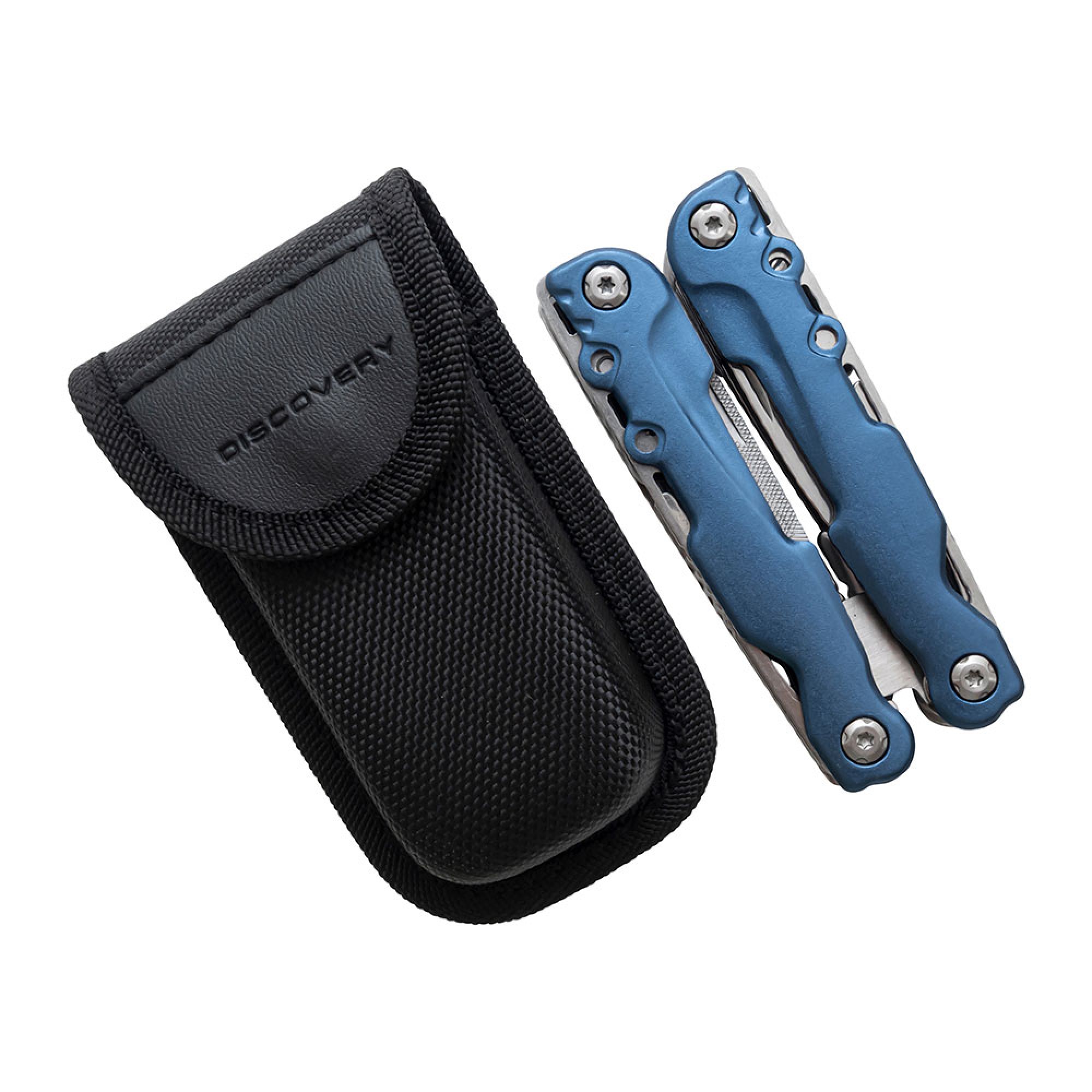 Genuine Discovery Multi Tool 9-IN-1 Features 9 Individual Tools, Spring Action Pliers, Knife with Safety Lock, Bottle Opener, Serrated Blade, Philips Screwdriver, Flathead Screwdriver, Can Opener, File, Wire Cutter Includes Carry Pouch.