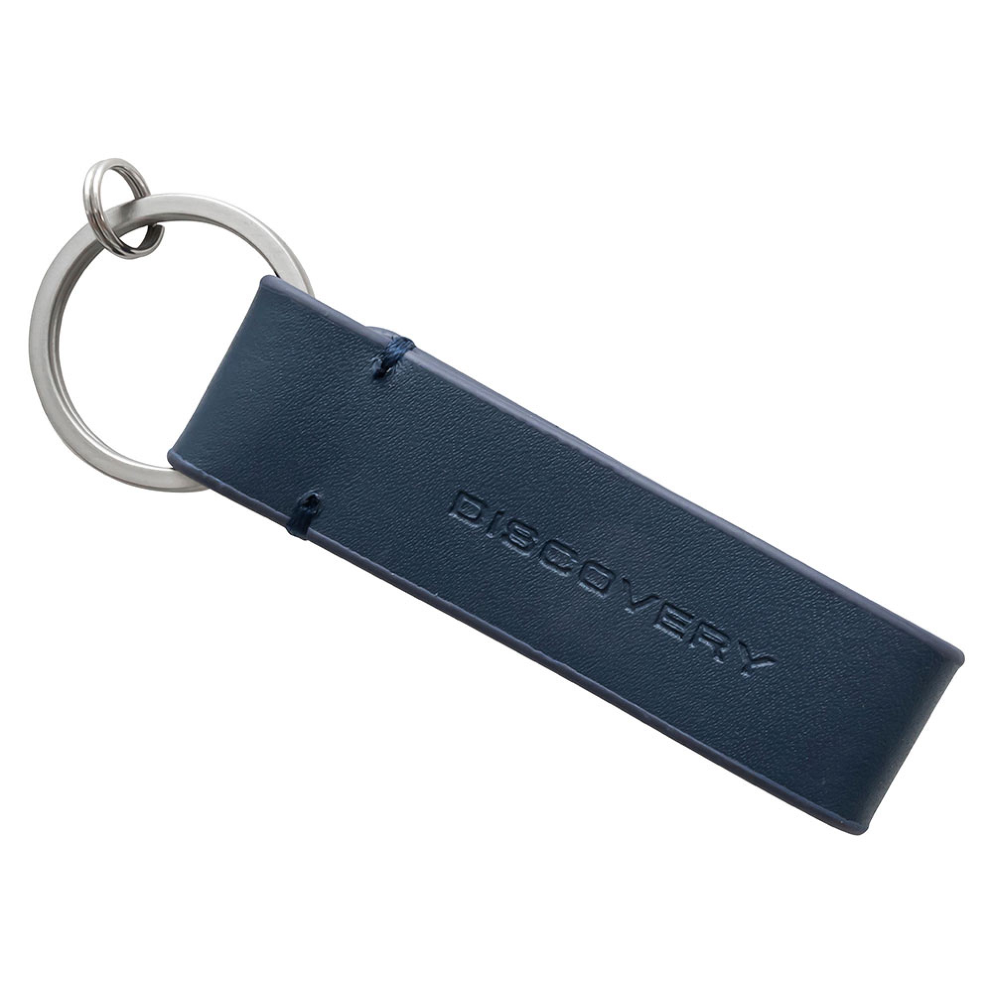 Genuine Disovery Leather Key Ring in Blue