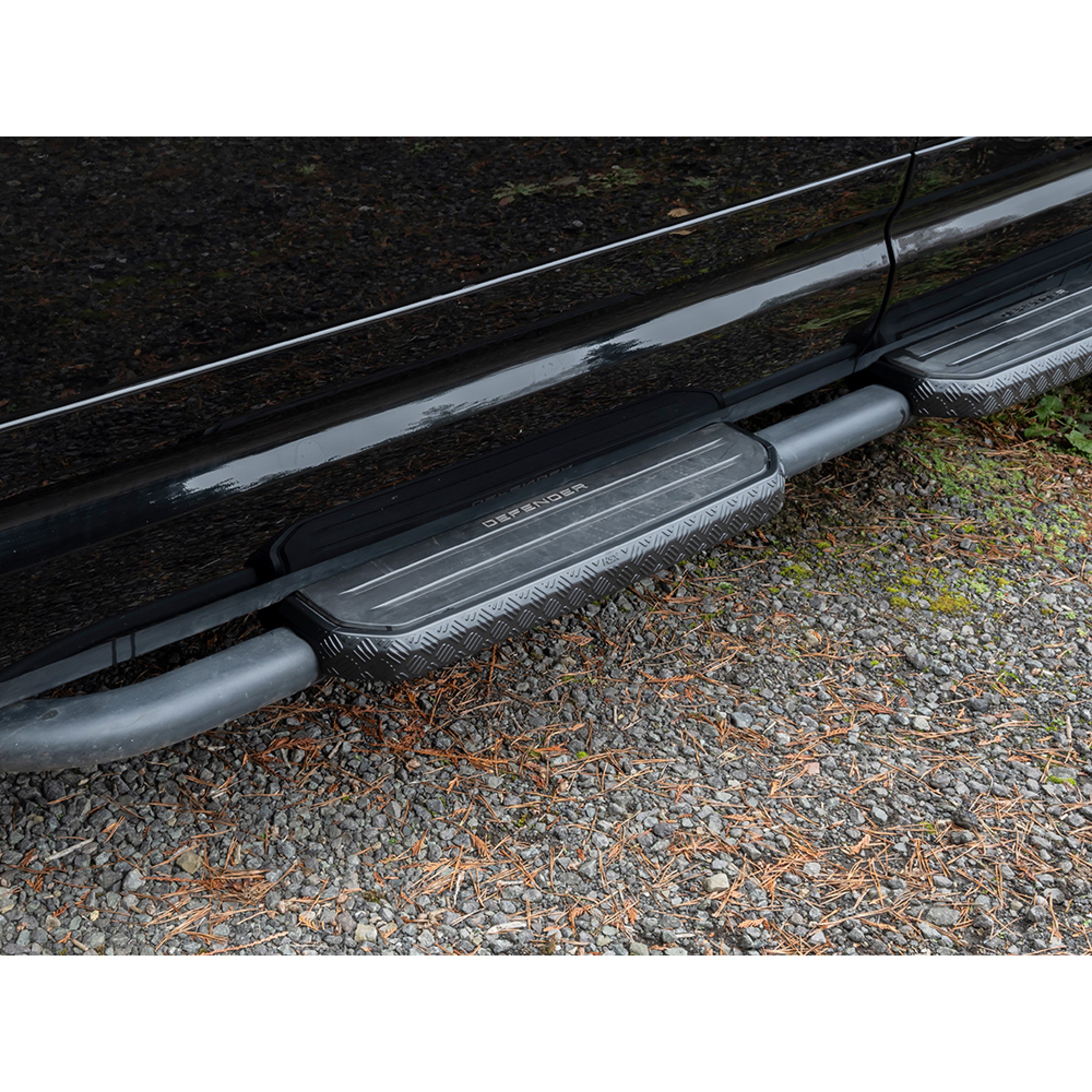 Side Step Covers 90 Chequer Plate Satin Black