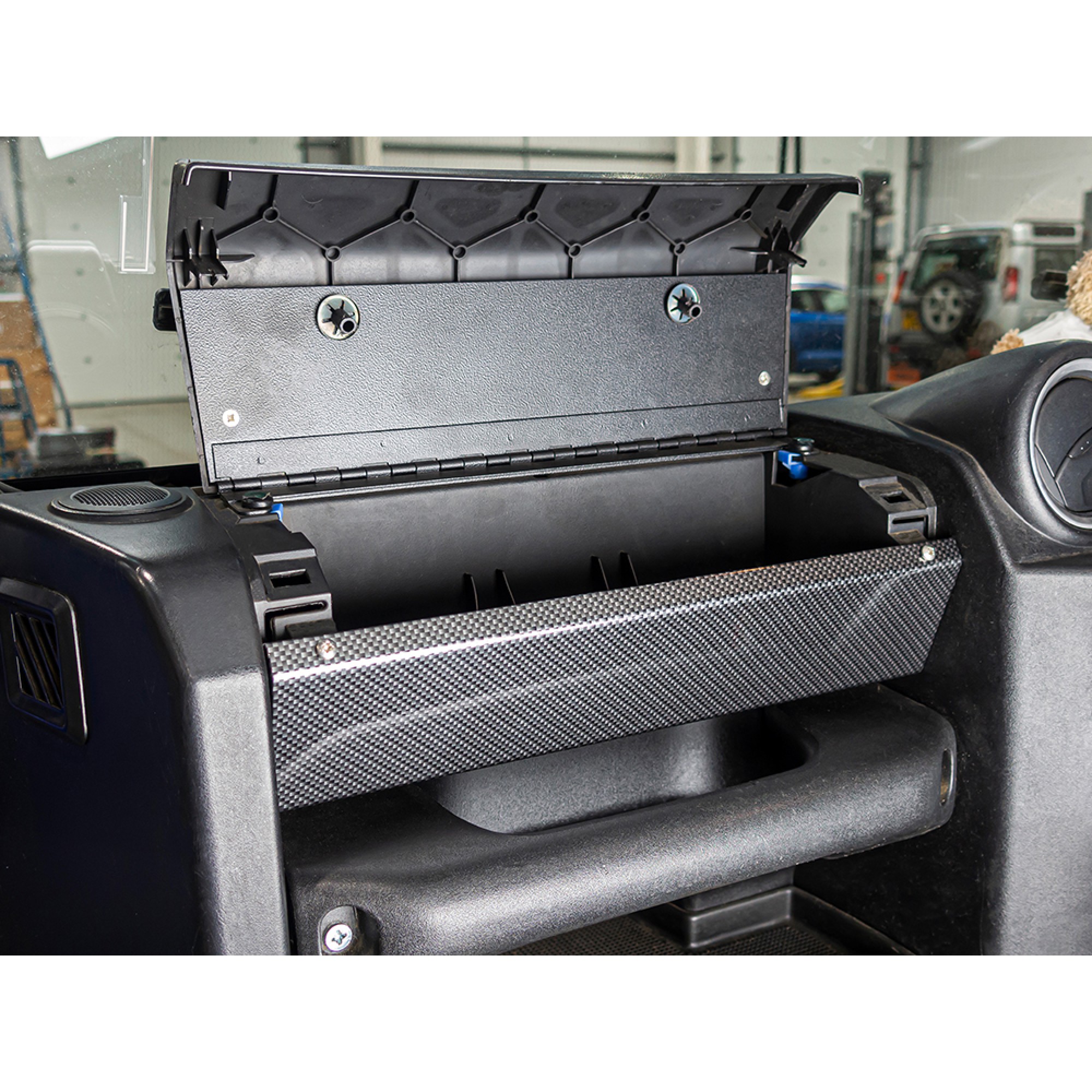 Glove Box Kit Carbon Finish for Defender Puma 2007 Onwards