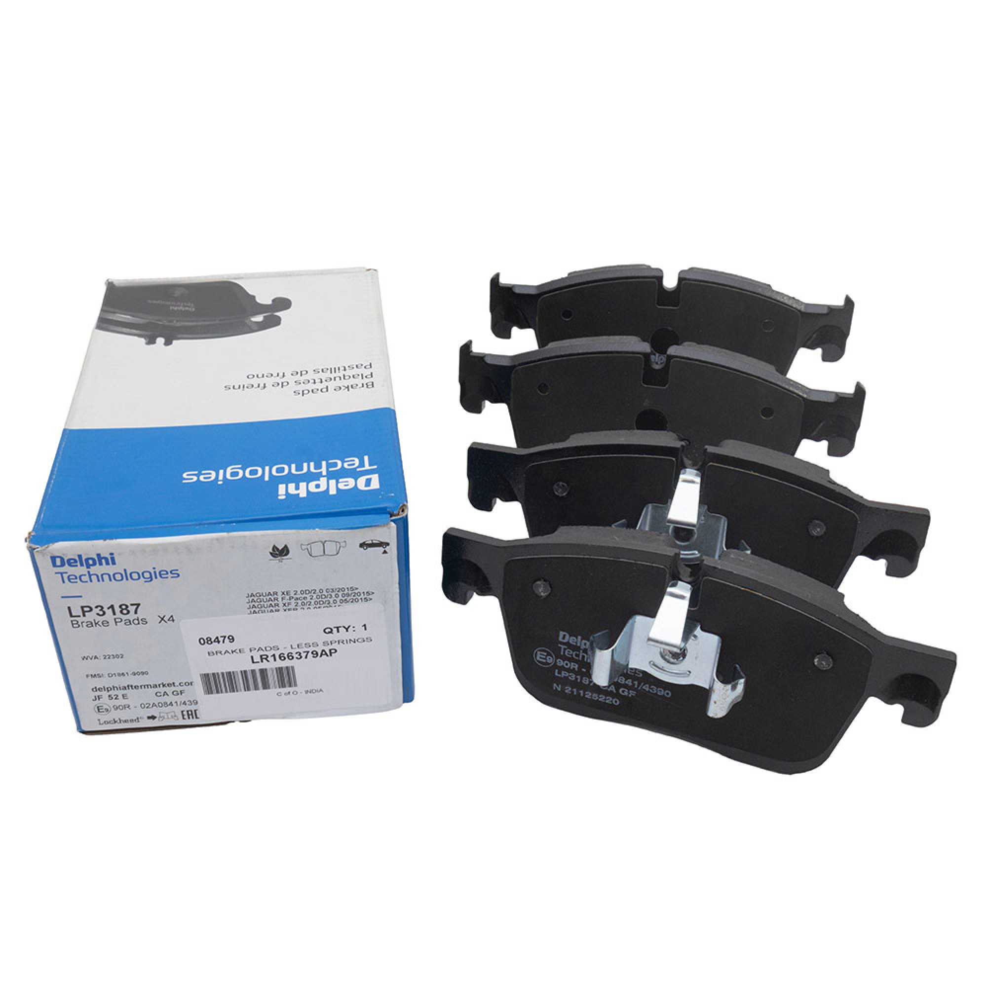 LR166379AP - Delphi Front Brake Pads Less Springs