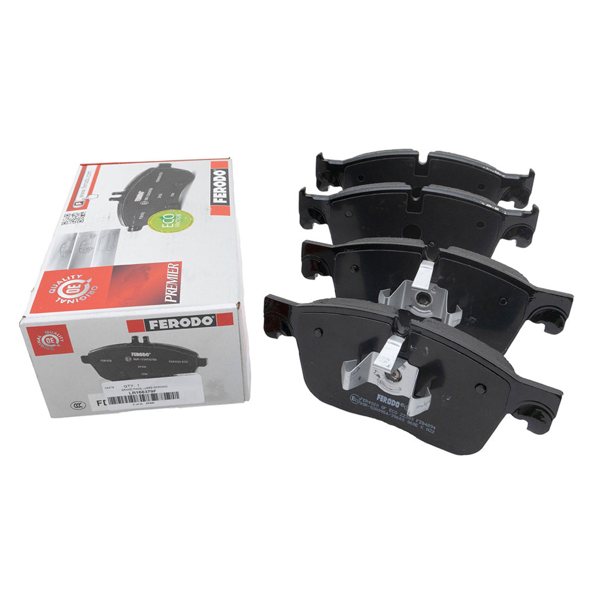LR166379F - Ferodo Front Brake Pads Less Springs