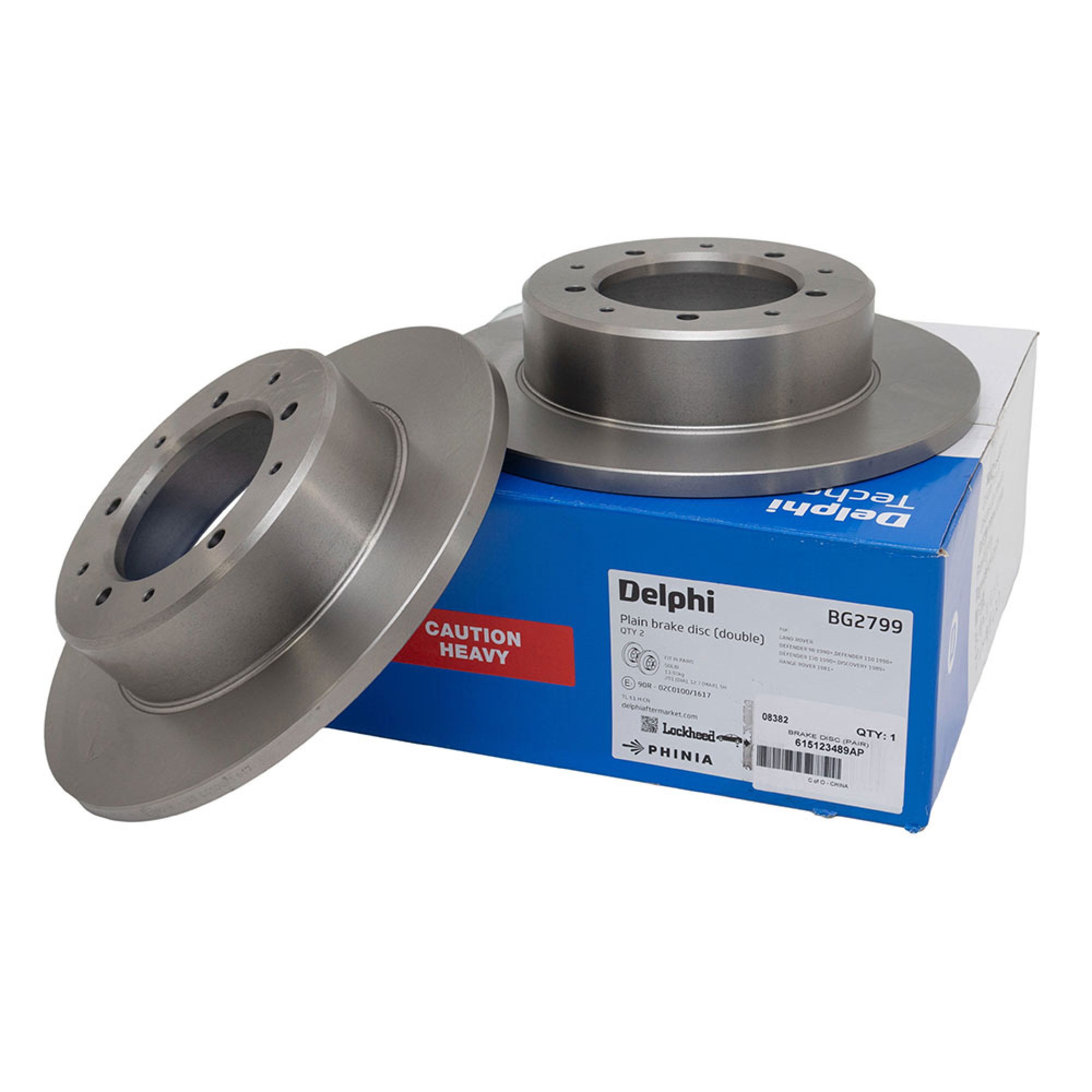 615123489AP - Delphi Brake Discs Pair Rear 90. Range Rover Classic and Discovery 1986 on