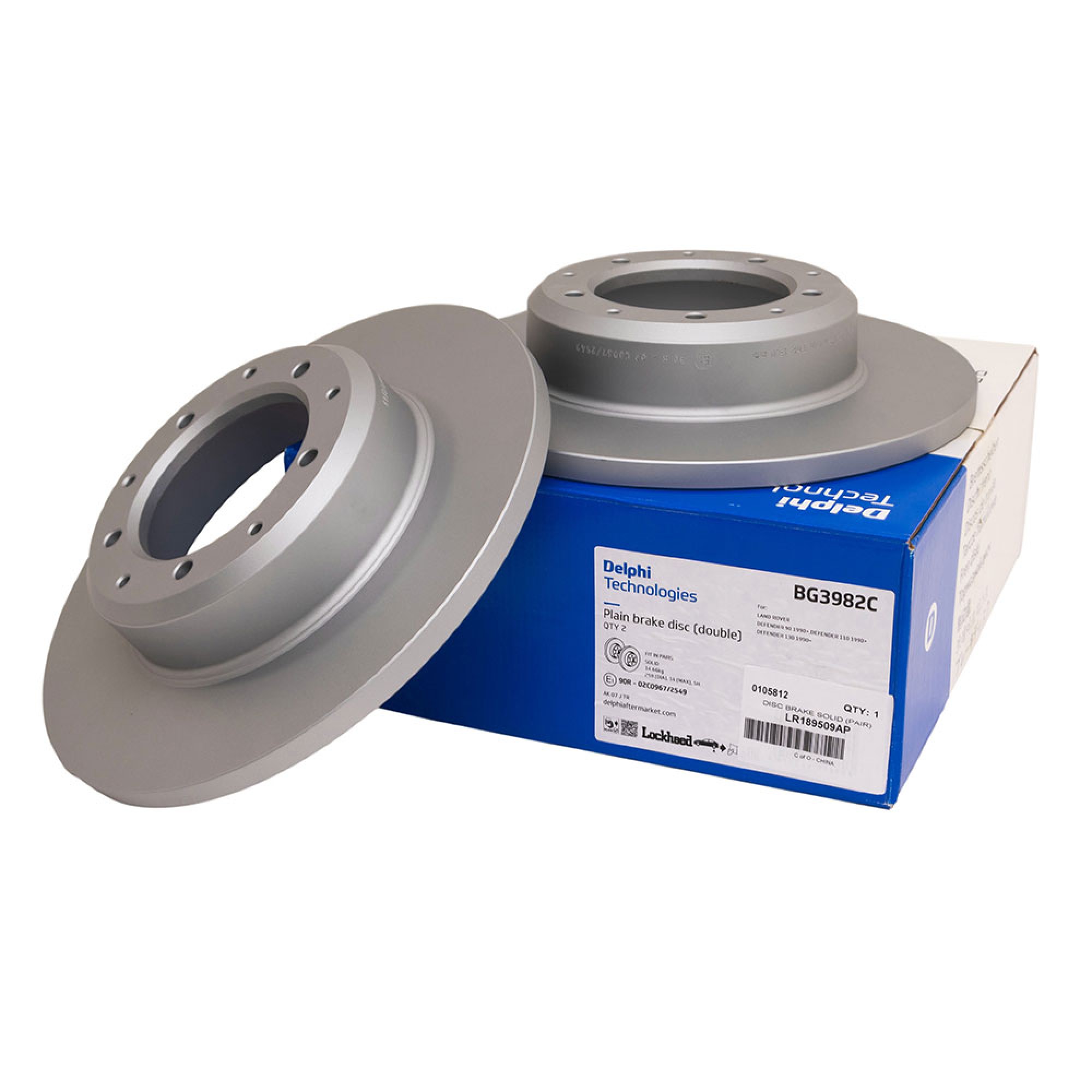 LR189509AP - Delphi Rear Brake Discs (Pair) Solid 110/130 from XA159807