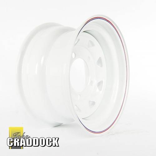 8X15 White 8 Spoke Steel Wheel 5/165 ET0