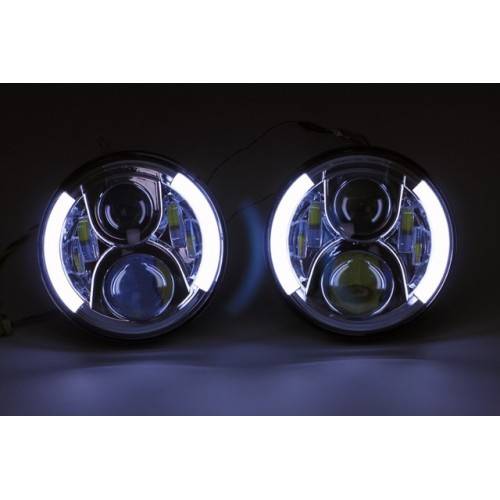 Jc2021 7 Quot Black Cree Led Headlights With Angel Eyes Drl