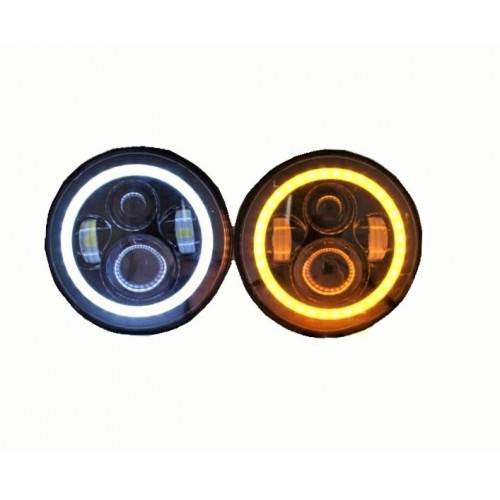 JC2020 - 7" Led Headlights (Pair) with Halo Drl and Amber Indicator