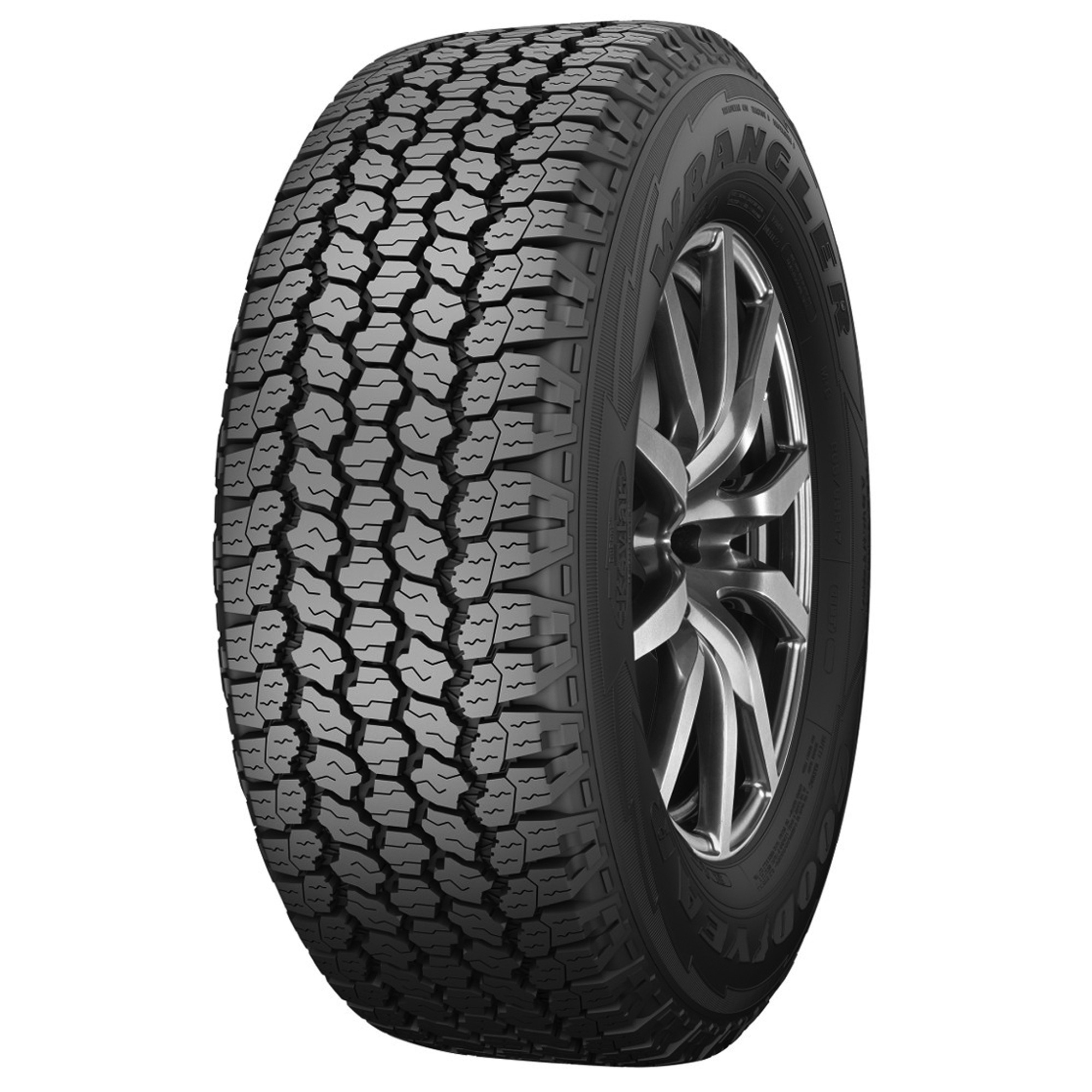 2657516GAT - 265/75R16 Goodyear Wrangler At/Adv 112/109 (Q) 116 (T) Raised  Outlined White Lettering