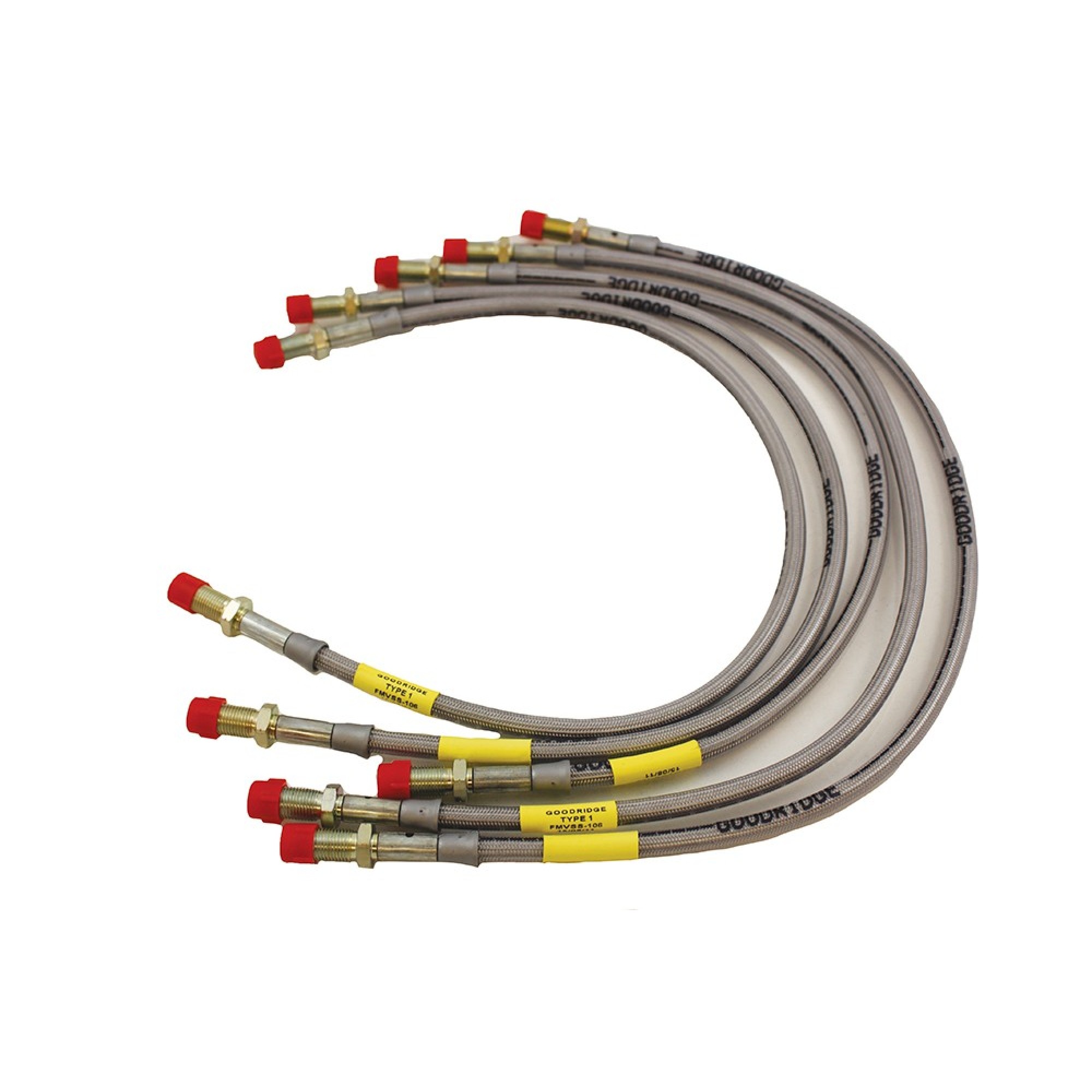 BA163L - 50mm Extd Braided Stainless Steel Brake Hose Kit for Discovery 1989 - 92 Ka Consists Of 5 Hoses