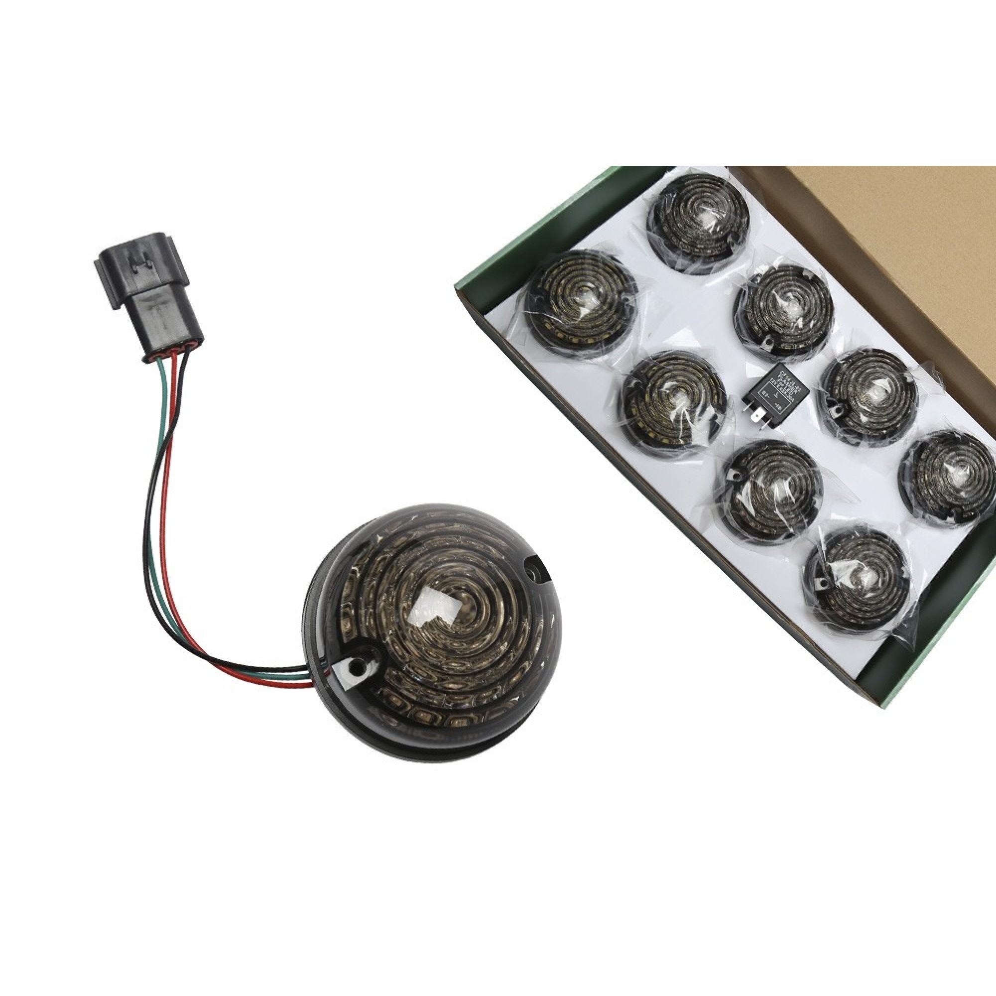 BA9720 - Led Lamp Upgrade Kit Smoked Lens Inc Plinths and Relay 4X Indicators 2X Stop/Tail 2X Side