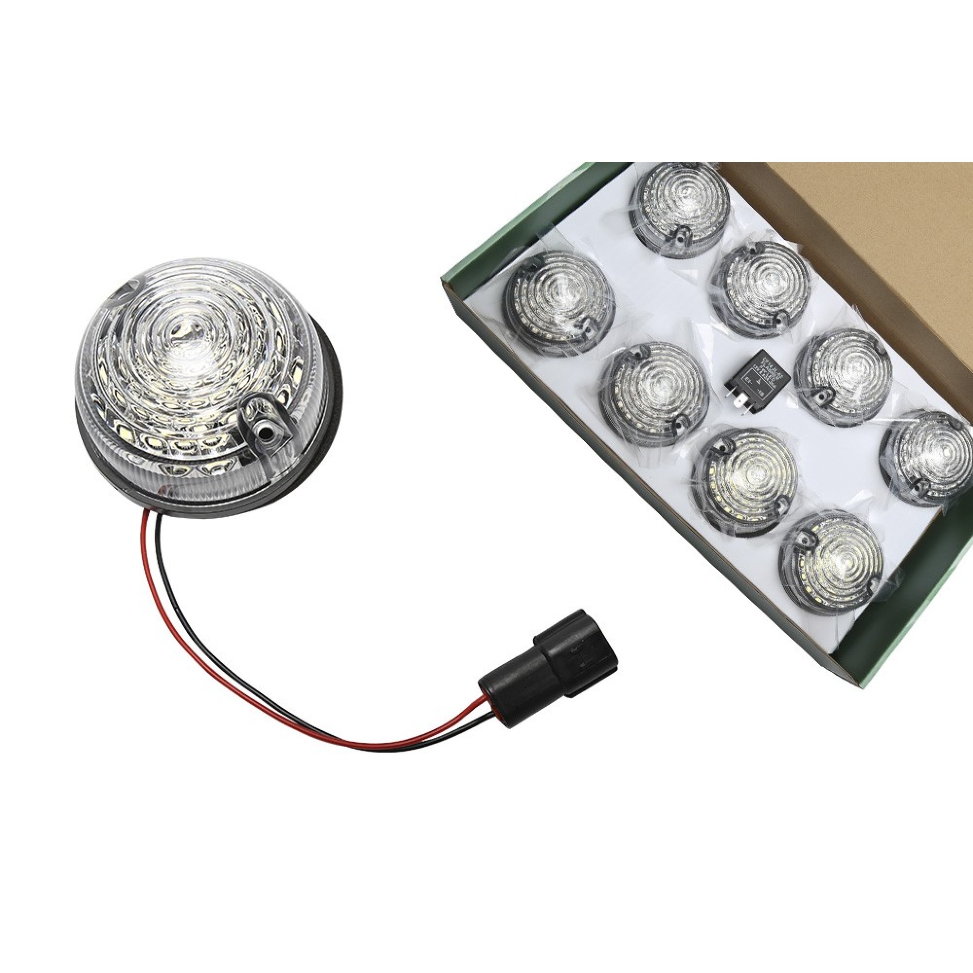 BA9718 - Led Lamp Upgrade Kit Clear Lens Inc Plinths and Relay 4X Indicators 2X Stop/Tail 2X Side