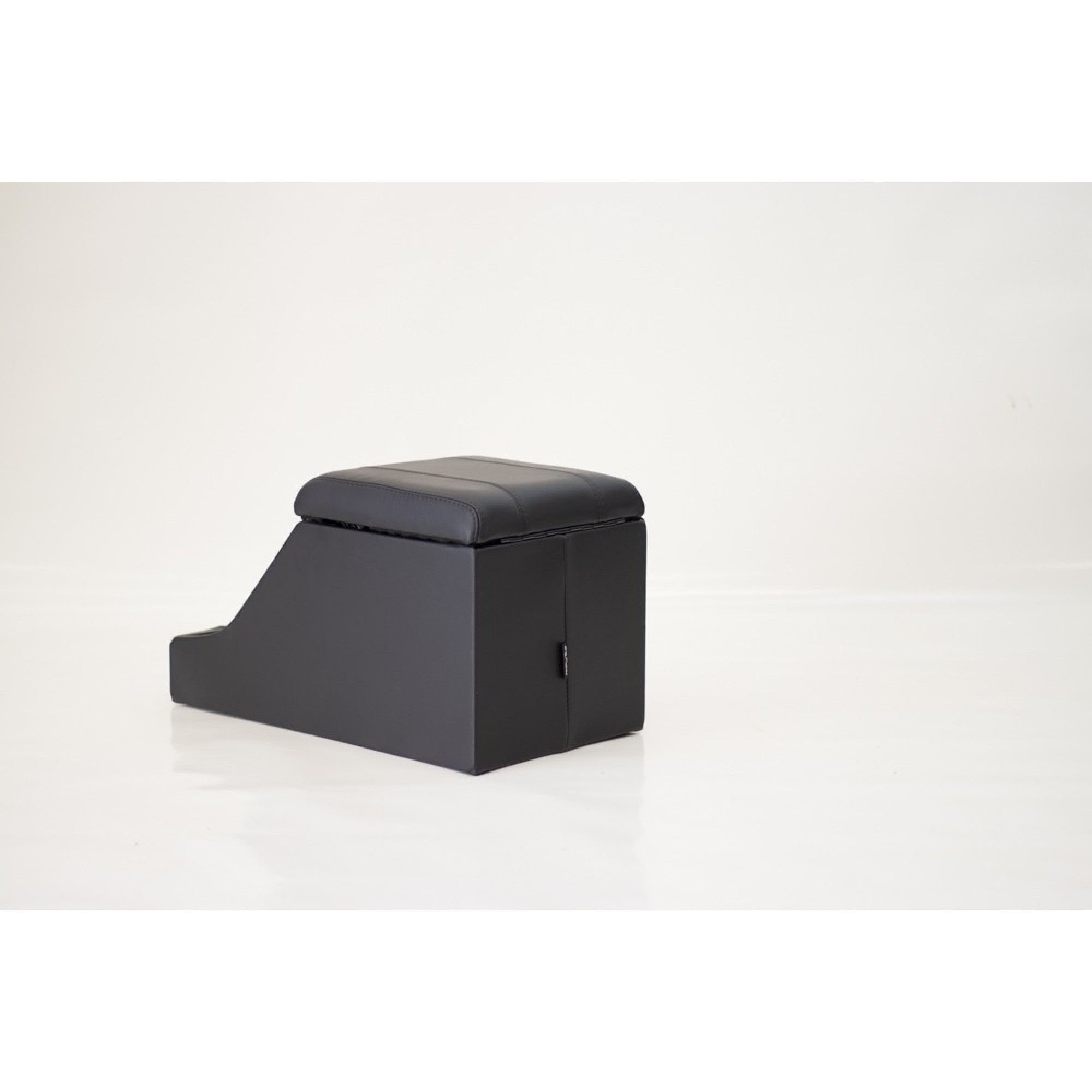 Premium Cubby Box - Full Black Leather - Black Stitching