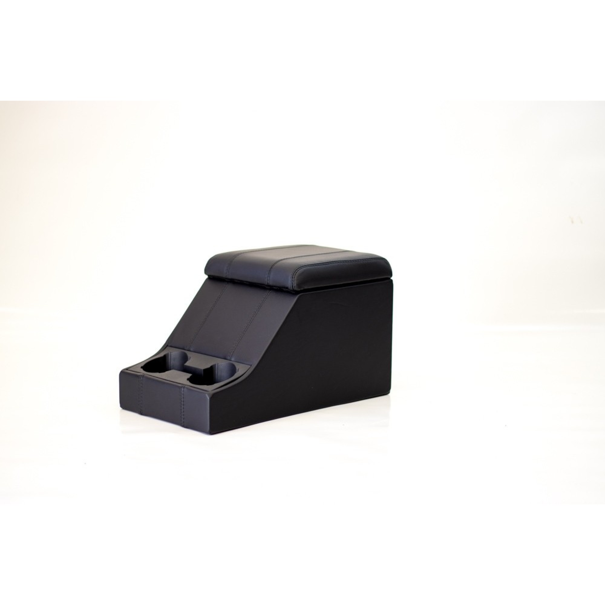 Premium Cubby Box - Full Black Leather - Black Stitching