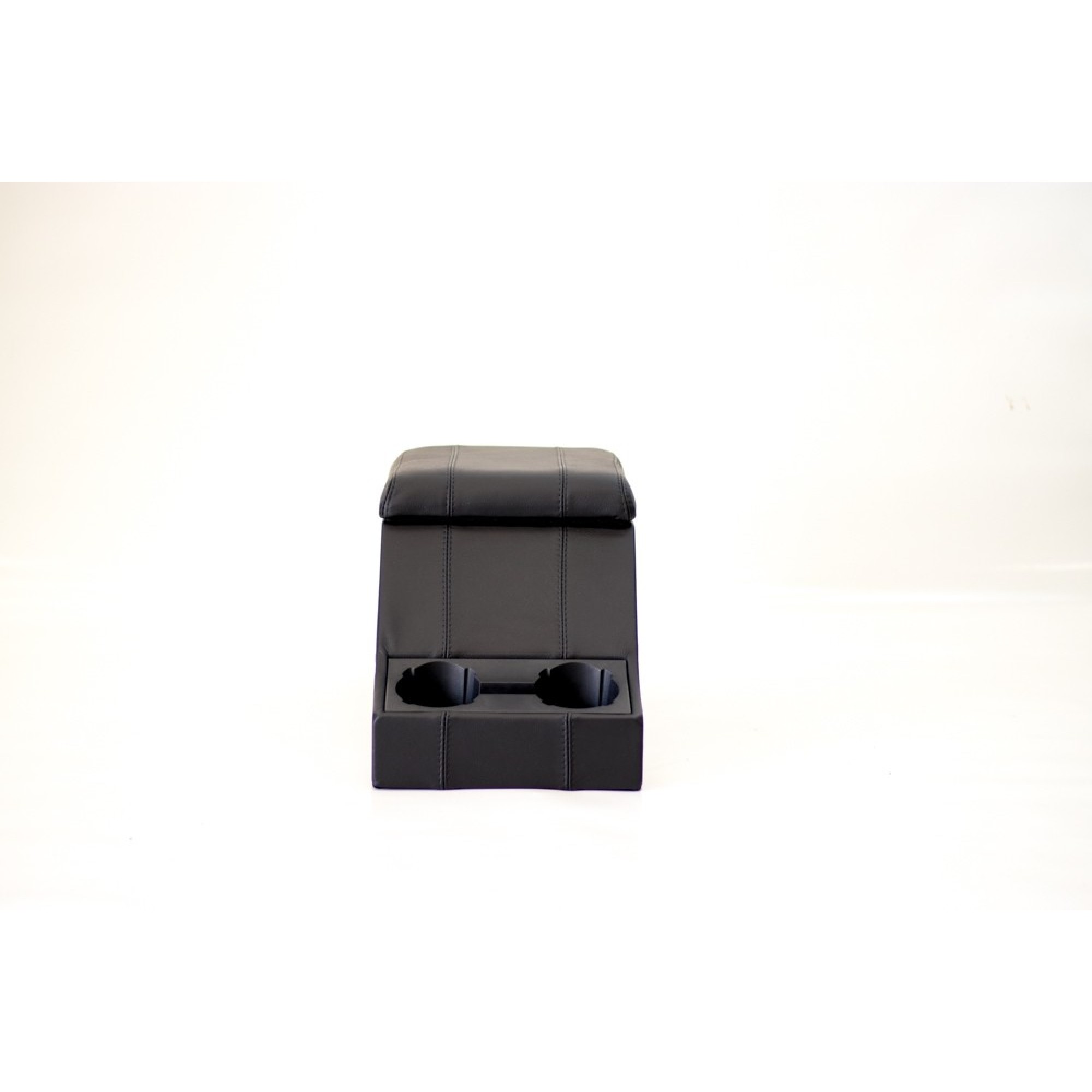 Premium Cubby Box - Full Black Leather - Black Stitching